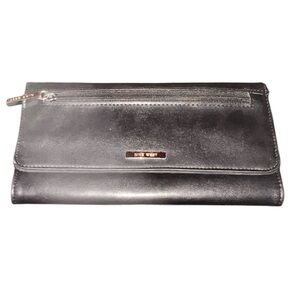 Nine West Black Leather Trifold Wallet